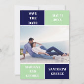 Hochzeitsfeier in Navy, Pfefferminzfarbe Datum spe Save The Date (Vorderseite)