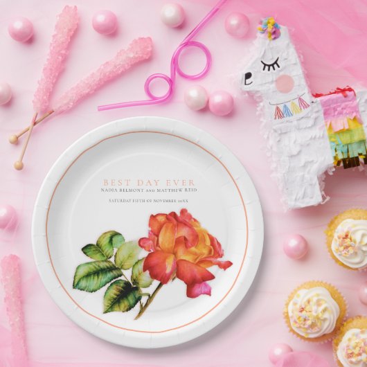 Hochzeitsfeier in Orange rote Rose Pappteller (Party)