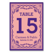 Hochzeitsfeier in Papel Picado Design Tischnummer (Rückseite)