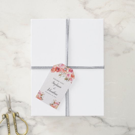 Hochzeitsfeier in pinkfarbenem Pfirsich Geschenkanhänger (Mit Garn)