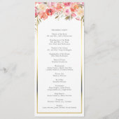 Hochzeitsfeier in pinkfarbenem Pfirsich Programm (Rückseite)
