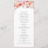 Hochzeitsfeier in pinkfarbenem Pfirsich Programm (Rückseite)
