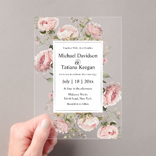 Hochzeitsfeier in Rosa Acryleinladungen (Insitu (Handheld))