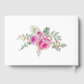 Hochzeitsfeier in Rosa, Aquarellfarben und Typogra Gästebuch (Rückseite)