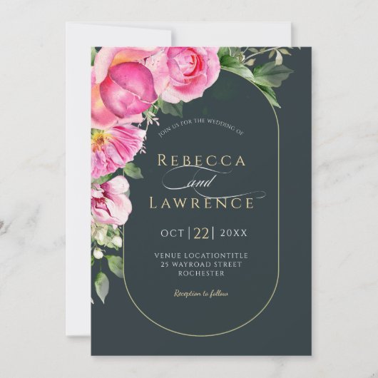 Hochzeitsfeier in Rosa Einladung (Vorderseite)