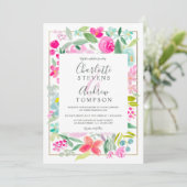 Hochzeitsfeier in Rosa Einladung (Stehend Vorderseite)