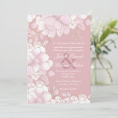 Hochzeitsfeier in Rosa Einladung (Stehend Vorderseite)