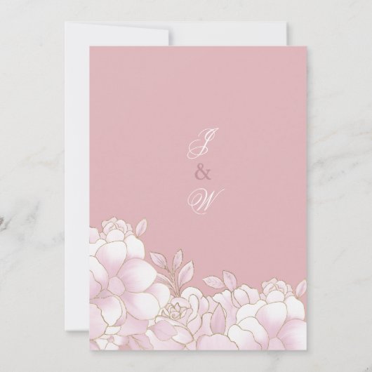 Hochzeitsfeier in Rosa Einladung (Rückseite)