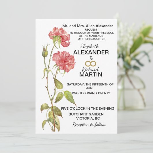 Hochzeitsfeier in Rosa Save The Date (Stehend Vorderseite)