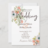 Hochzeitsfeier in Rosa und Blau Einladung (Vorderseite)