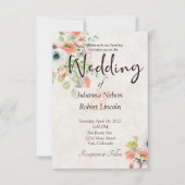 Hochzeitsfeier in Rosa und Blau Einladung (Vorderseite)