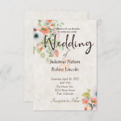 Hochzeitsfeier in Rosa und Blau Einladung (Vorne/Hinten)