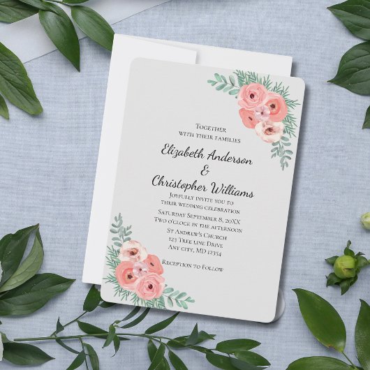 Hochzeitsfeier in Rosa und Grau Einladung