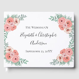 Hochzeitsfeier in Rosa und grüner Flora Gästebuch