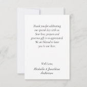 Hochzeitsfeier in Rosa und Lavendel Dankeskarte (Rückseite)