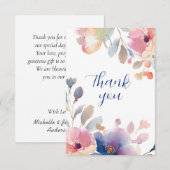 Hochzeitsfeier in Rosa und Lavendel Dankeskarte (Vorne/Hinten)