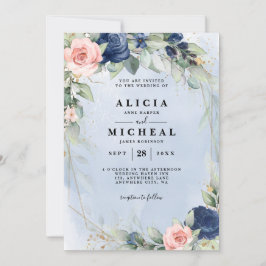 Hochzeitsfeier in Rosa und Rosa Einladung