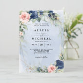 Hochzeitsfeier in Rosa und Rosa Einladung (Stehend Vorderseite)