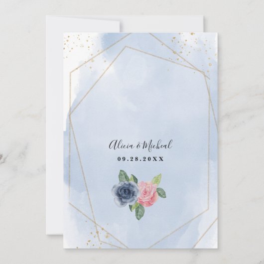 Hochzeitsfeier in Rosa und Rosa Einladung (Rückseite)