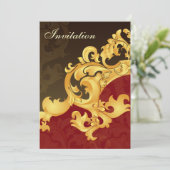 Hochzeitsfeier in Rot-Gold Einladung (Stehend Vorderseite)
