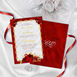 Hochzeitsfeier in Rot und Gold Foil Folieneinladung