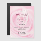 Hochzeitsfeier in sanft rosa Rose Magneteinladung (Vorne/Hinten)