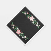 Hochzeitsfeier in Schwarz-Rosa-Blume Serviette (Ecke)