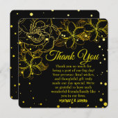 Hochzeitsfeier in Schwarz und Gold Dankeskarte (Vorne/Hinten)