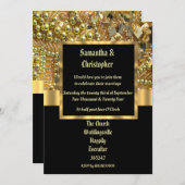Hochzeitsfeier in Schwarz und Gold - Einladung zum (Vorne/Hinten)