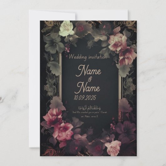 Hochzeitsfeier in Schwarz und Rosa Einladung (Vorderseite)