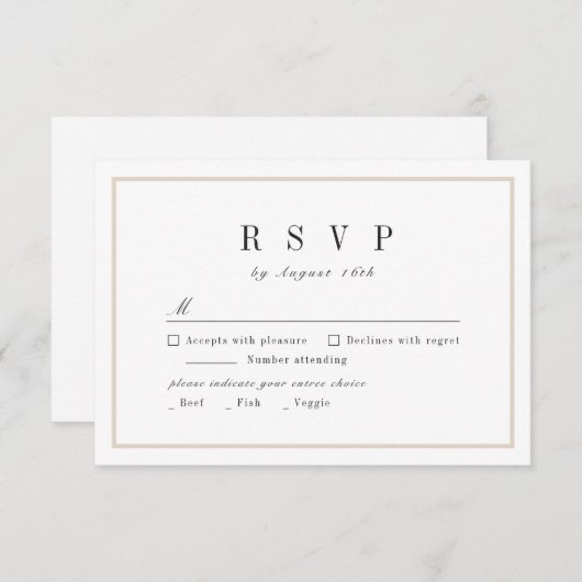 Hochzeitsfeier in Schwarz-Weiß RSVP Karte (Vorne/Hinten)