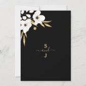 Hochzeitsfeier in Schwarz-weißem Gold Einladung (Rückseite)