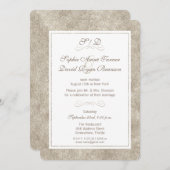 Hochzeitsfeier in Silver and White Border Abend Em Einladung (Vorne/Hinten)