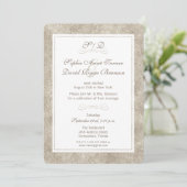 Hochzeitsfeier in Silver and White Border Abend Em Einladung (Stehend Vorderseite)