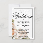 Hochzeitsfeier in weißer Orange Einladung (Vorderseite)