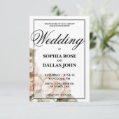 Hochzeitsfeier in weißer Orange Einladung (Stehend Vorderseite)