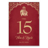 Hochzeitsfeier, indische Hochzeit, Blau, Gold Tischnummer (Rückseite)