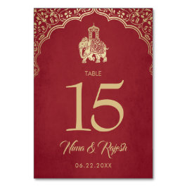 Hochzeitsfeier, indische Hochzeit, Blau, Gold Tischnummer