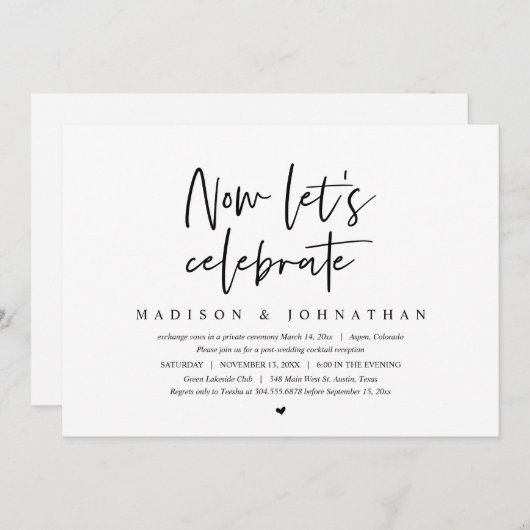 Hochzeitsfeier, jetzt feiern wir einladung (Vorne/Hinten)