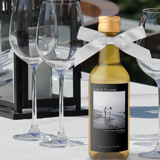 Hochzeitsfeier Liebe & Dank Modernes Black Foto Mi Weinetikett