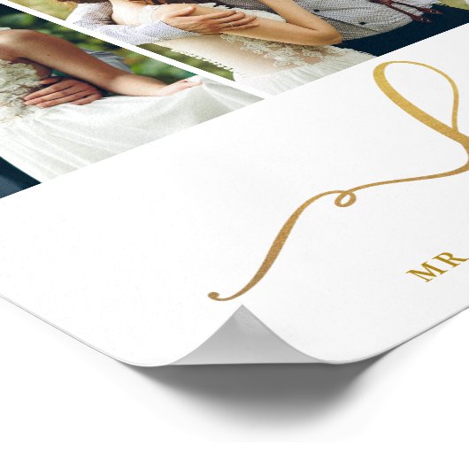 Hochzeitsfeier Liebe Elegantes Gold Script 3 Foto Poster (Ecke)