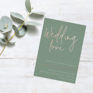 Hochzeitsfeier Liebe: Sage Green & Rose Gold Weddi Folieneinladung