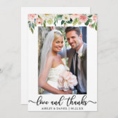 Hochzeitsfeier Liebe und Dank Rosa Rosa Blush Foto Dankeskarte (Vorne/Hinten)