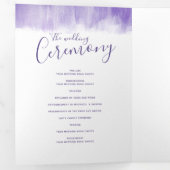 Hochzeitsfeier lila abstrakte Kunst Tri-F Dreifach-gefaltete Programmkarte (Innen Erste Seite)