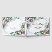 Hochzeitsfeier Lila Blumenblätter Rustikal Gästebuch (Voll)