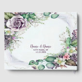 Hochzeitsfeier Lila Blumenblätter Rustikal Gästebuch (Rückseite)