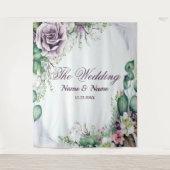 Hochzeitsfeier Lila Blumenblätter Rustikal Wandteppich (Vorderseite)