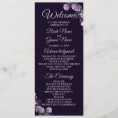 Hochzeitsfeier Lila Blumenmotiv Programm (Vorderseite)