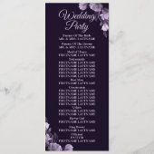 Hochzeitsfeier Lila Blumenmotiv Programm (Rückseite)