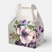 Hochzeitsfeier Lila Rosa Blume Goldene Eleganz Geschenkschachtel (Rückseite)